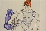 Seated Woman in Violet Stockings by Egon Schiele